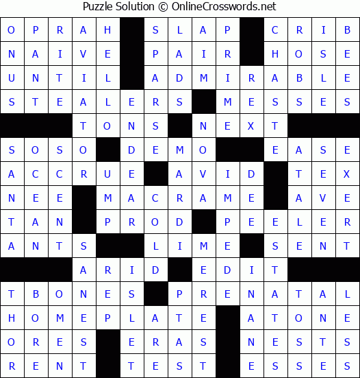 Solution for Crossword Puzzle #86215