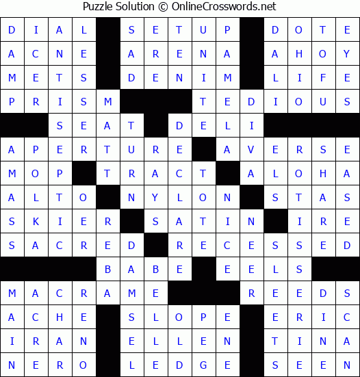 Solution for Crossword Puzzle #86357
