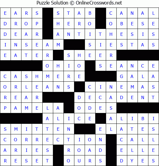 Solution for Crossword Puzzle #86526