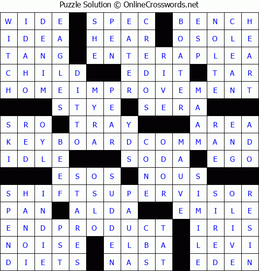 Solution for Crossword Puzzle #8654