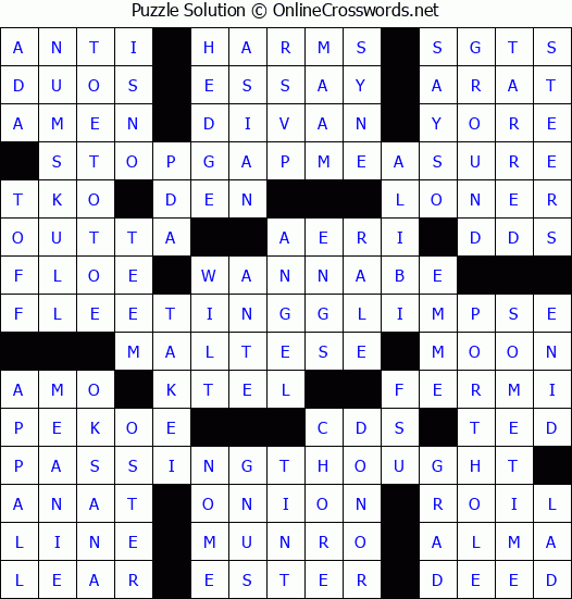 Solution for Crossword Puzzle #8660