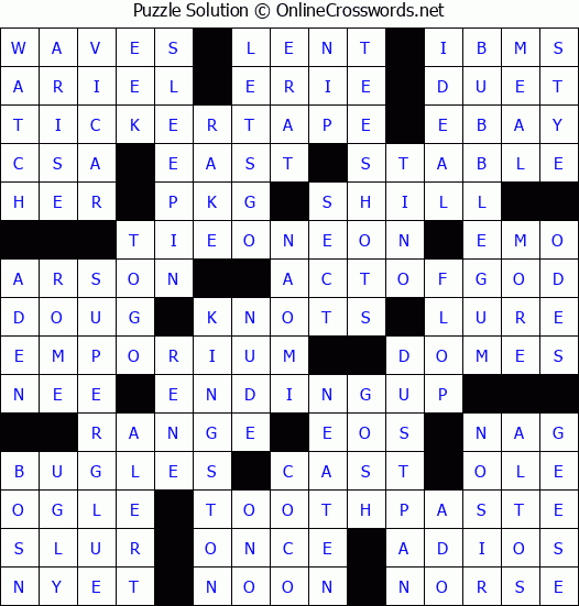 Solution for Crossword Puzzle #867