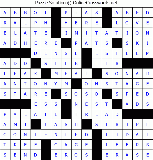 Solution for Crossword Puzzle #86720