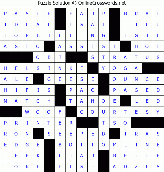 Solution for Crossword Puzzle #869