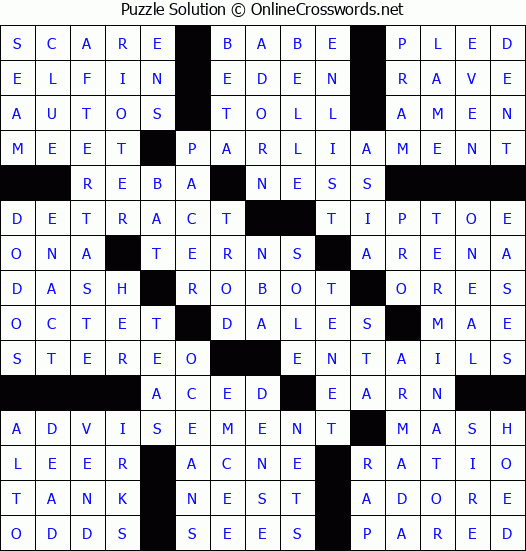 Solution for Crossword Puzzle #86916