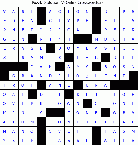 Solution for Crossword Puzzle #8702