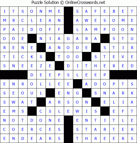 Solution for Crossword Puzzle #8704