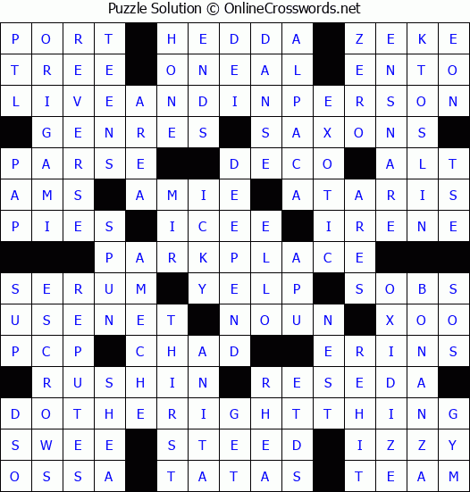 Solution for Crossword Puzzle #8708