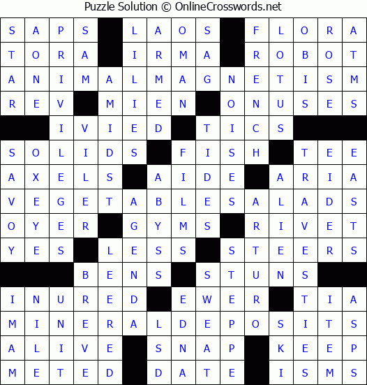 Solution for Crossword Puzzle #871