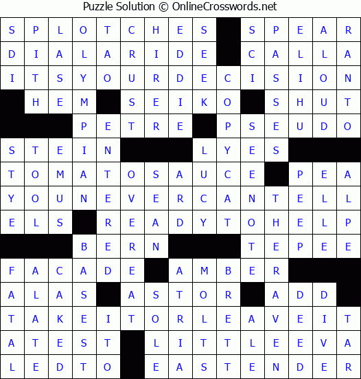 Solution for Crossword Puzzle #8718