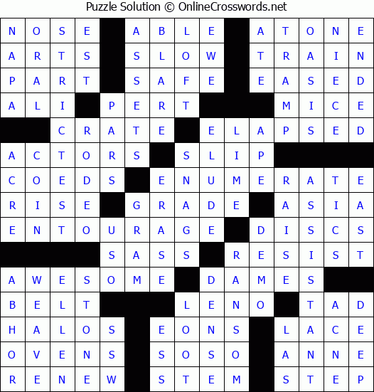 Solution for Crossword Puzzle #87239