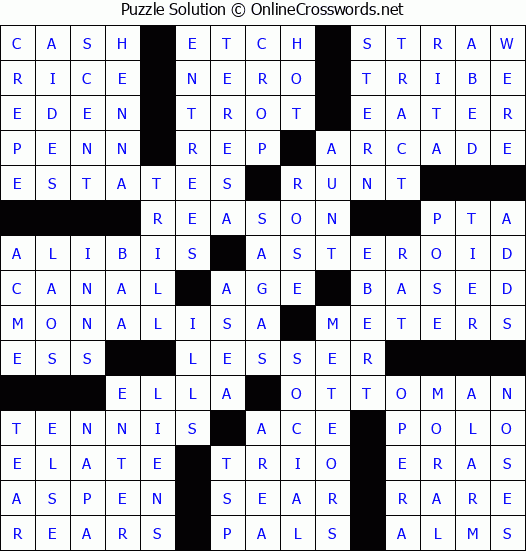 Solution for Crossword Puzzle #87294