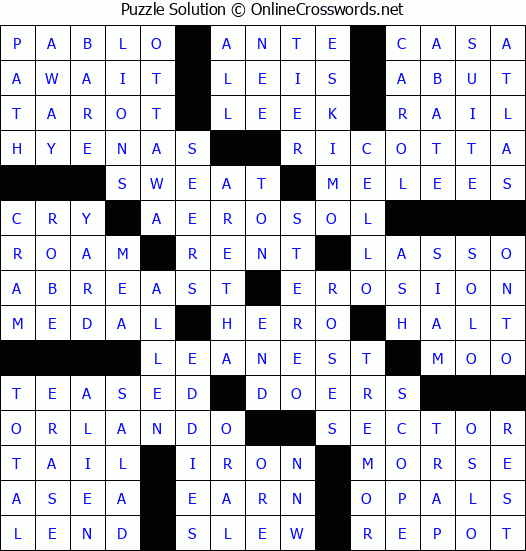 Solution for Crossword Puzzle #87320
