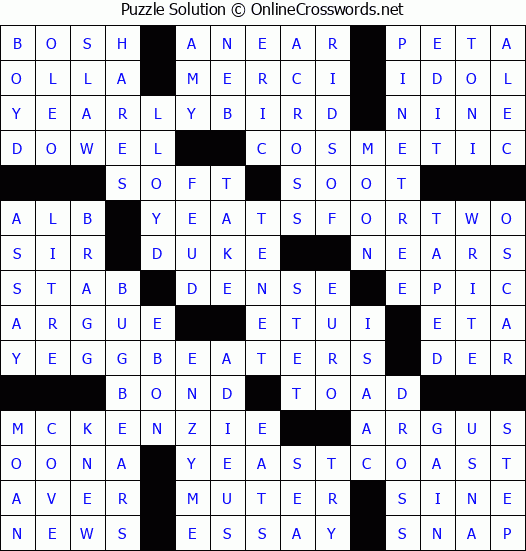 Solution for Crossword Puzzle #8737