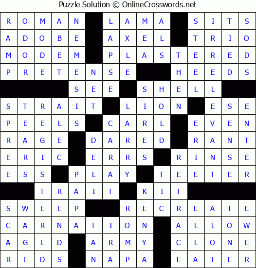 Solution for Crossword Puzzle #87465