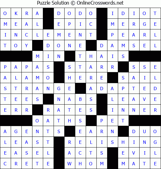 Solution for Crossword Puzzle #87498