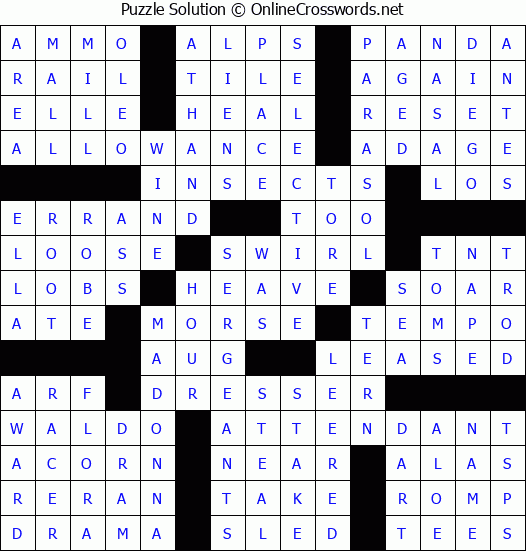 Solution for Crossword Puzzle #87517