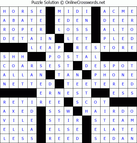 Solution for Crossword Puzzle #87527