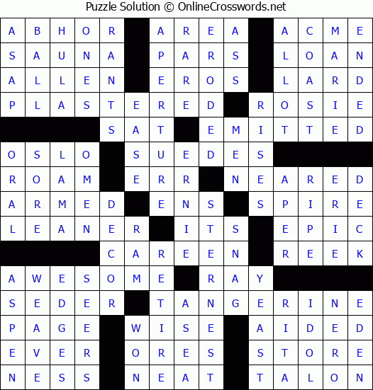Solution for Crossword Puzzle #87534
