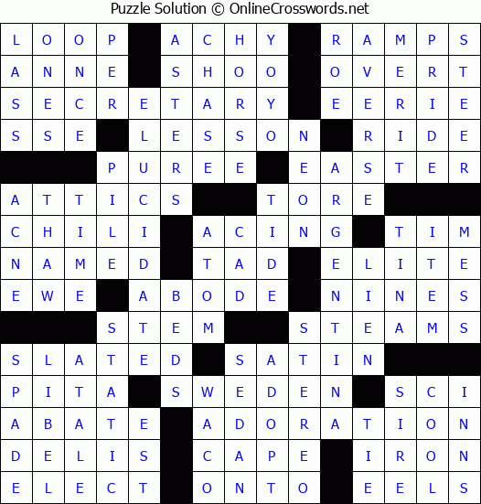 Solution for Crossword Puzzle #87543