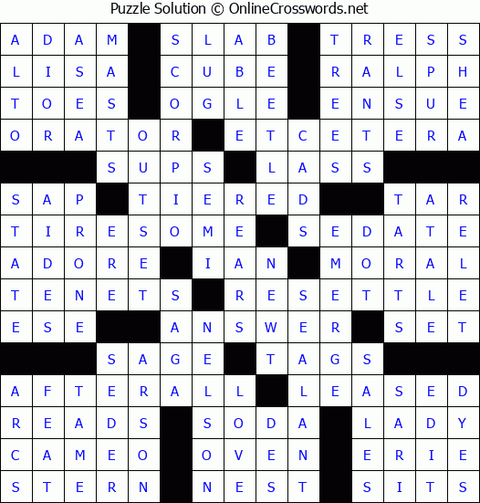 Solution for Crossword Puzzle #87647