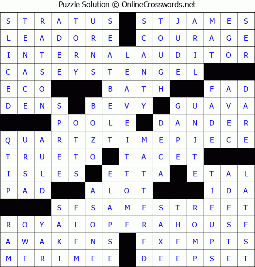 Solution for Crossword Puzzle #8778