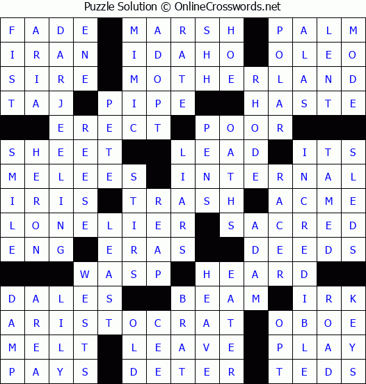 Solution for Crossword Puzzle #87894