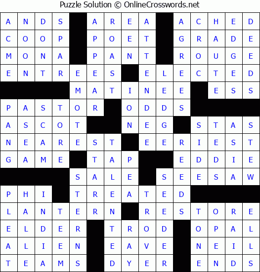 Solution for Crossword Puzzle #87908