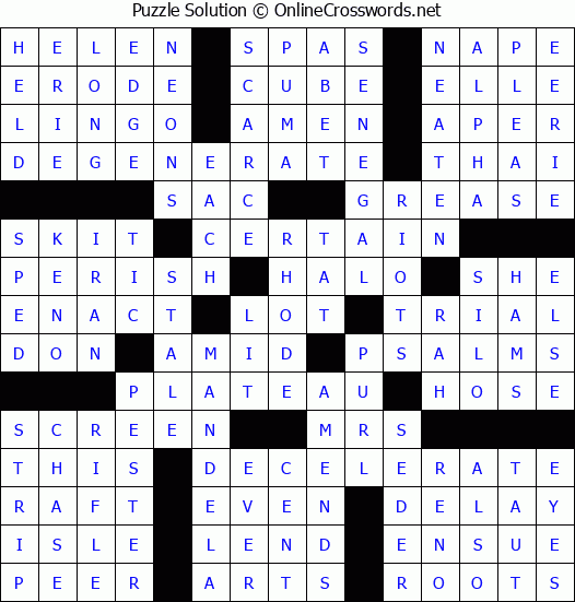 Solution for Crossword Puzzle #87931