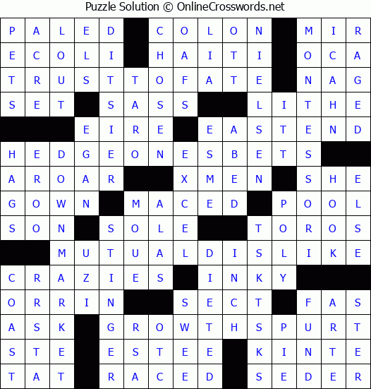 Solution for Crossword Puzzle #8800