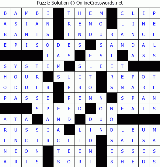 Solution for Crossword Puzzle #88424
