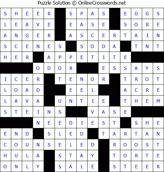 Solution for Crossword Puzzle #88525