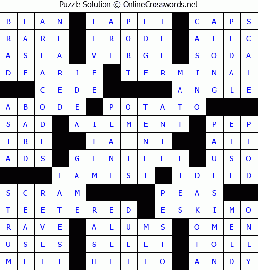 Solution for Crossword Puzzle #88878
