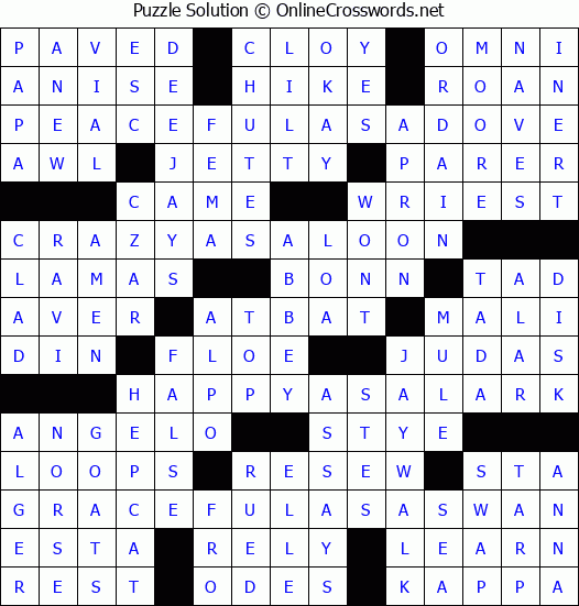 Solution for Crossword Puzzle #8909