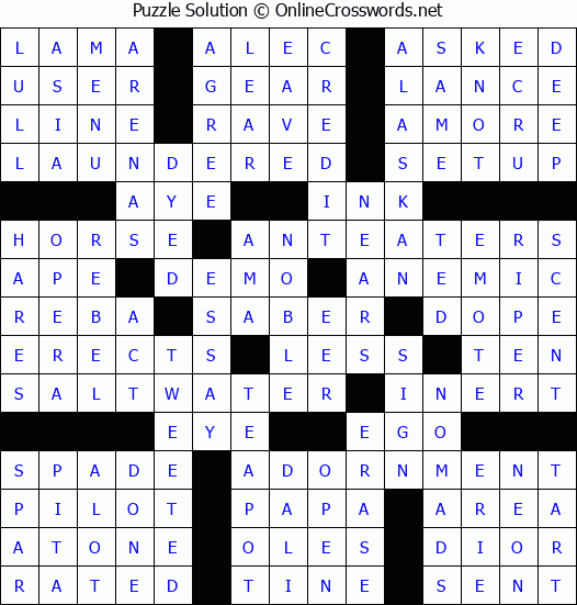 Solution for Crossword Puzzle #89103
