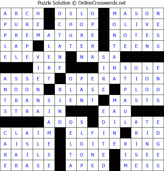 Solution for Crossword Puzzle #89118