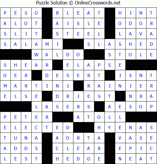 Solution for Crossword Puzzle #89156