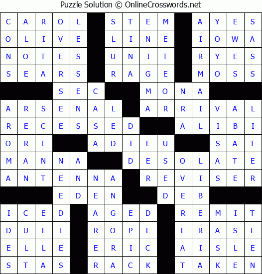 Solution for Crossword Puzzle 89176