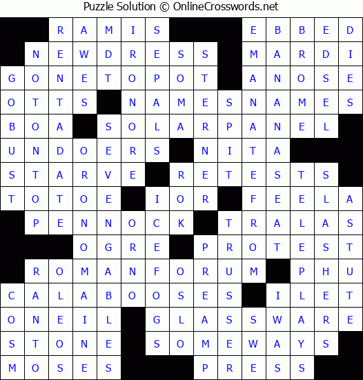 Solution for Crossword Puzzle #8920