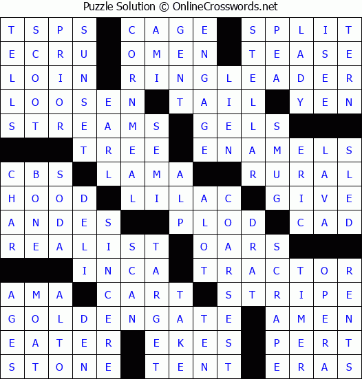 Solution for Crossword Puzzle #89211