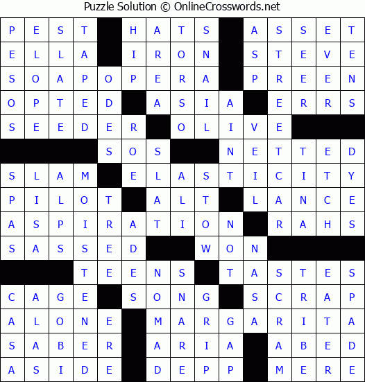 Solution for Crossword Puzzle #89232