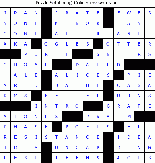 Solution for Crossword Puzzle #89322
