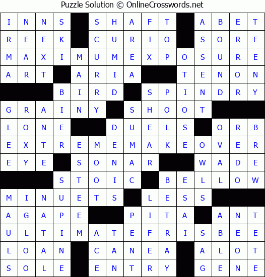 Solution for Crossword Puzzle #8935