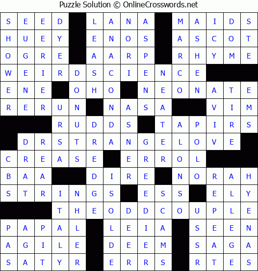 Solution for Crossword Puzzle #8961