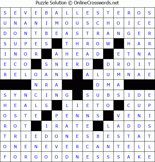 Solution for Crossword Puzzle #8971