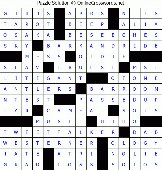 Solution for Crossword Puzzle #8976