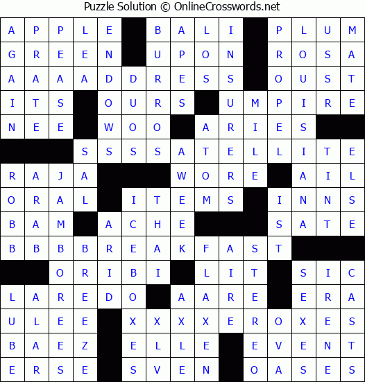 Solution for Crossword Puzzle #8984