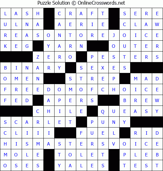 Solution for Crossword Puzzle #8985
