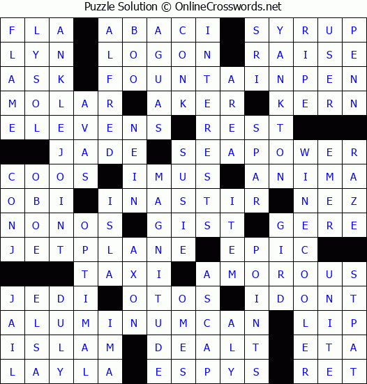 Solution for Crossword Puzzle #8990