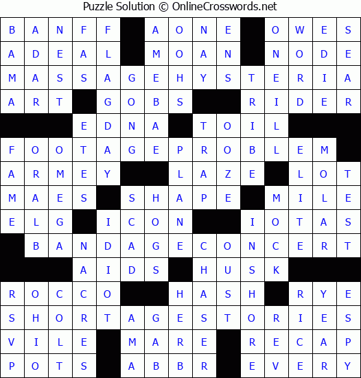 Solution for Crossword Puzzle #8992
